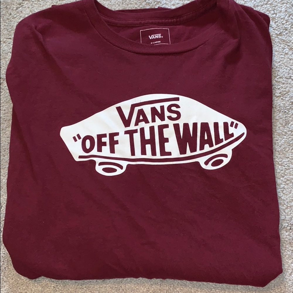 Vans “Off the Wall” maroon long sleeved tee